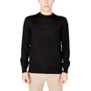 Armani Exchange black knitwear – long sleeves, round neck, crafted from acrylic and fleece wool for warmth.