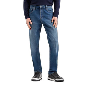 Armani Exchange luxury blue jeans for men – Classic Spring/Summer fashion with zip and button fastening