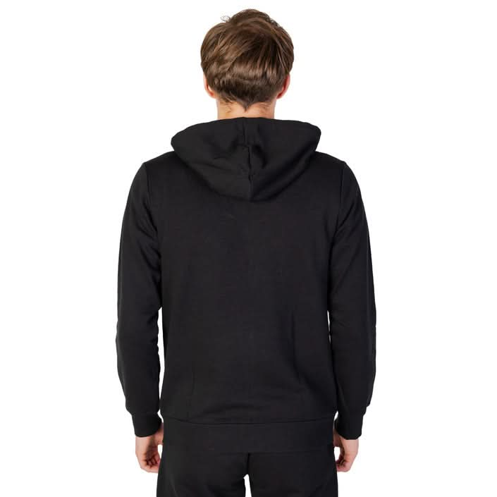 Backside: Emporio Armani Men's Black Zip-Up Sweatshirt - Hooded Design