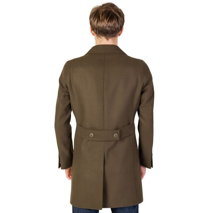 Mulish Men's Elegant Green Coat - Long Sleeves and Button Fastening