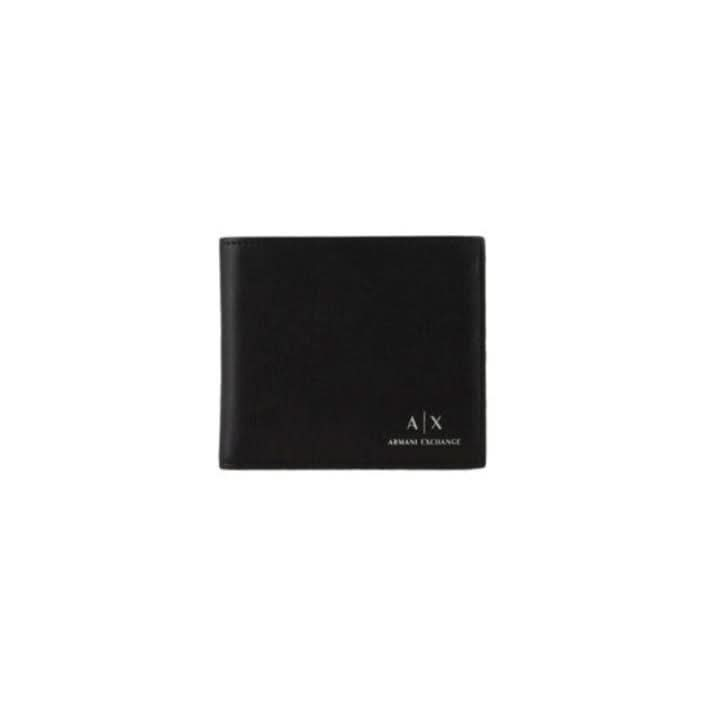  Armani Exchange black leather wallet for men with multiple inside compartments, stylish and functional accessory.