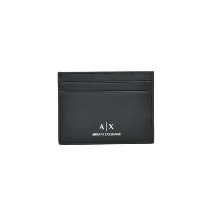 Armani Exchange black leather wallet for men with multiple inside compartments, premium slim design, durable leather, perfect for everyday use, luxury men's wallet.