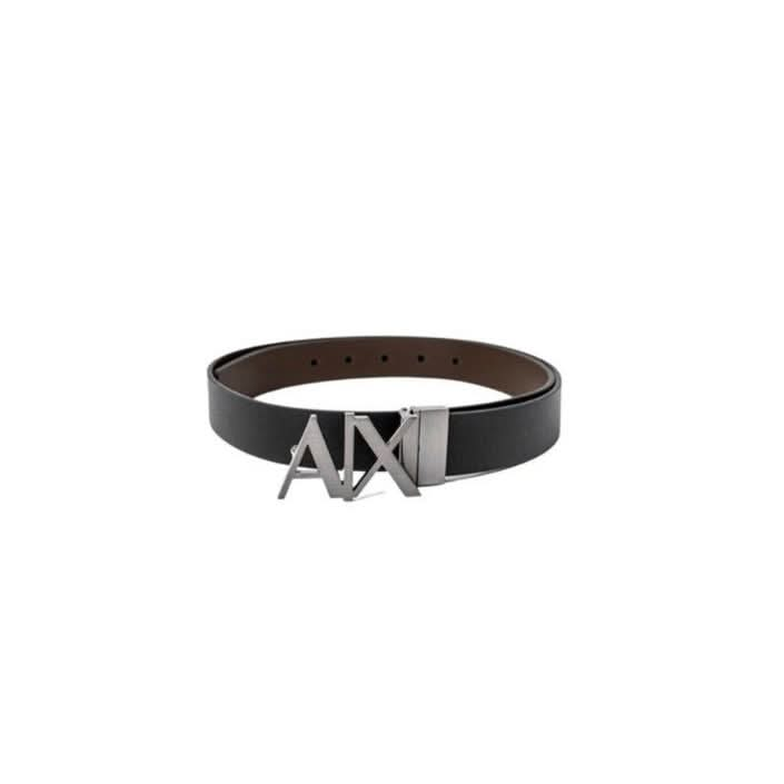 Armani Exchange men’s black belt, sleek polyurethane design, stylish Fall/Winter accessory, modern men’s fashion, durable and versatile, perfect for a sharp look.