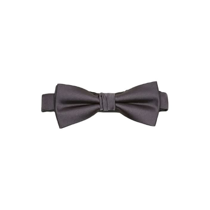 Close-up of Selected Men’s Black Tie, showcasing a sleek plain pattern and modern elegance.
