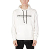 Armani Exchange men's white print hoodie with front pockets and long sleeves—perfect for a stylish Fall/Winter look.