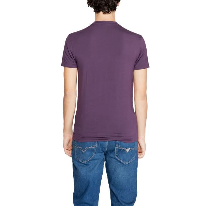 Purple Emporio Armani plain T-shirt made from 90% modal and 10% lycra.