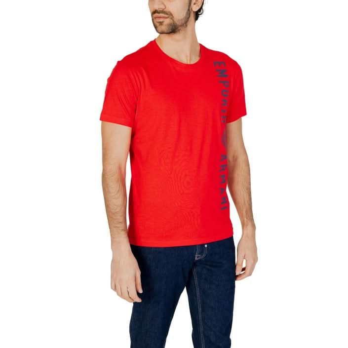 Red Emporio Armani T-shirt for Men - Short Sleeve Round Neck"