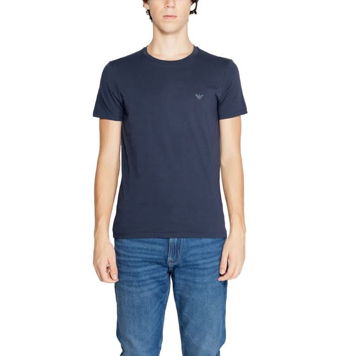 Emporio Armani Men’s Blue Cotton T-shirt with round neck and short sleeves.