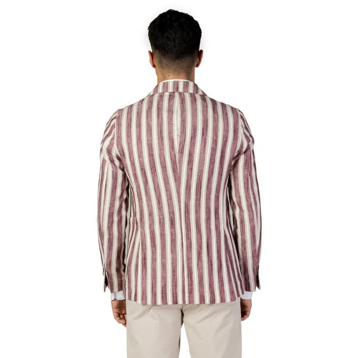 Mulish Men's Striped Blazer in Bordeaux - Tailored Fit and Button Fastening