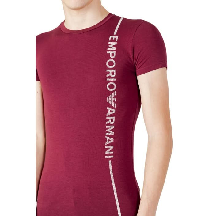 Bordeaux Emporio Armani T-shirt for Men - Fall/Winter Fashion