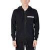 Emporio Armani Men's Black Zip-Up Sweatshirt - Cotton and Lycra Blend