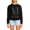 Armani Exchange Women’s Black Sweatshirt – Chic and comfy with a round neck, long sleeves, and luxurious cotton blend. Perfect for a stylish, effortless look.