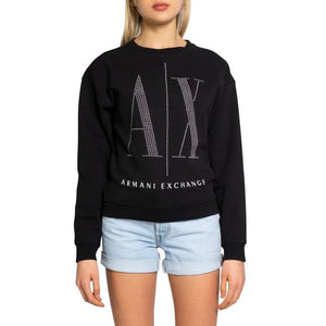 Armani Exchange Women’s Black Sweatshirt – Chic and comfy with a round neck, long sleeves, and luxurious cotton blend. Perfect for a stylish, effortless look.