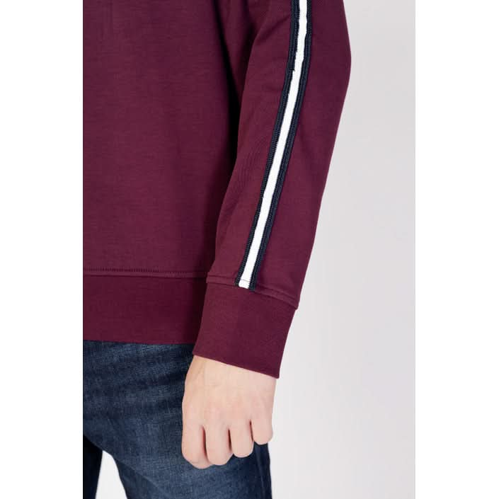 Armani Exchange men's bold bordeaux hoodie with a unique print, long sleeves, and a cozy fit, designed for Fall/Winter style.