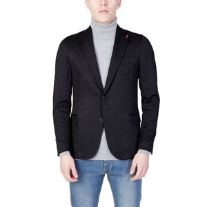 Mulish Men's Plain Black  Blazer - Tailored Fit and Button Fastening