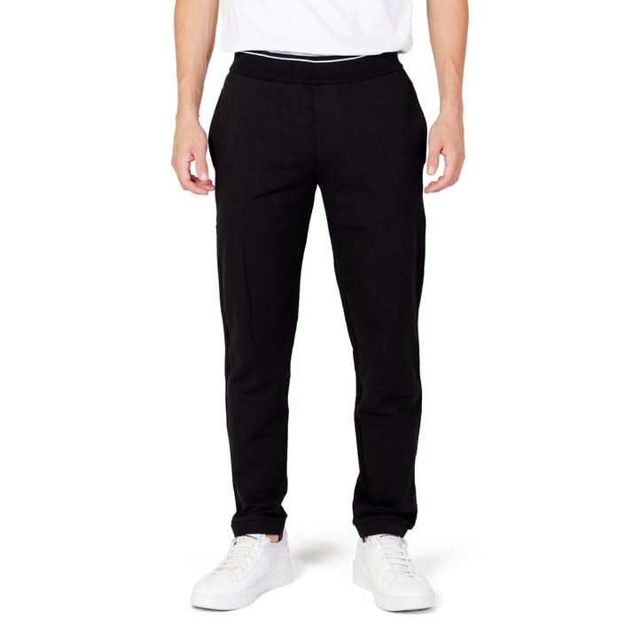 Black High-End Armani Pants for Men, slip-on fastening, Fall/Winter collection.