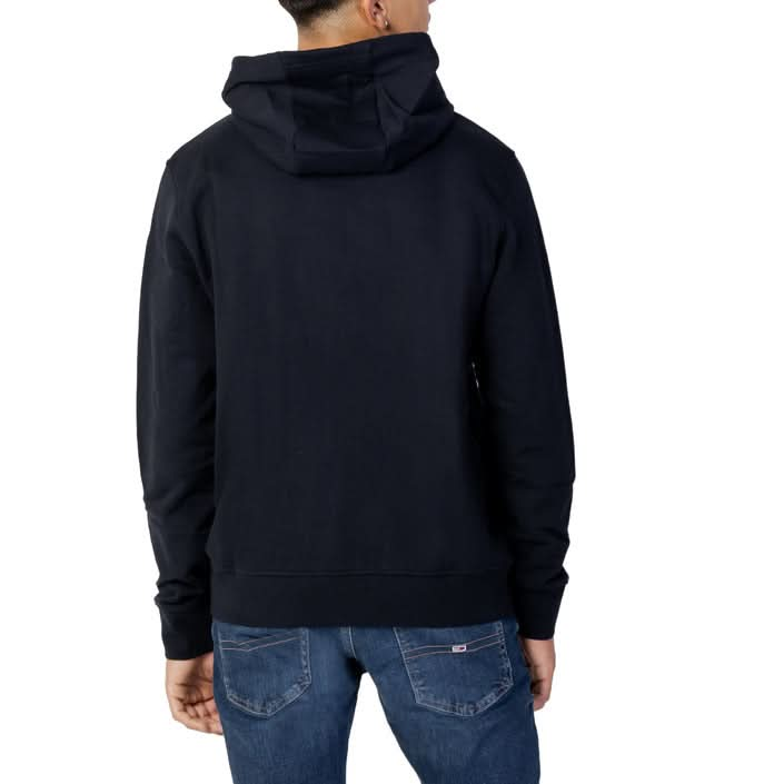 Armani Exchange black zip-up hoodie for men, made from 97% cotton and 3% elastane, perfect for Fall/Winter.