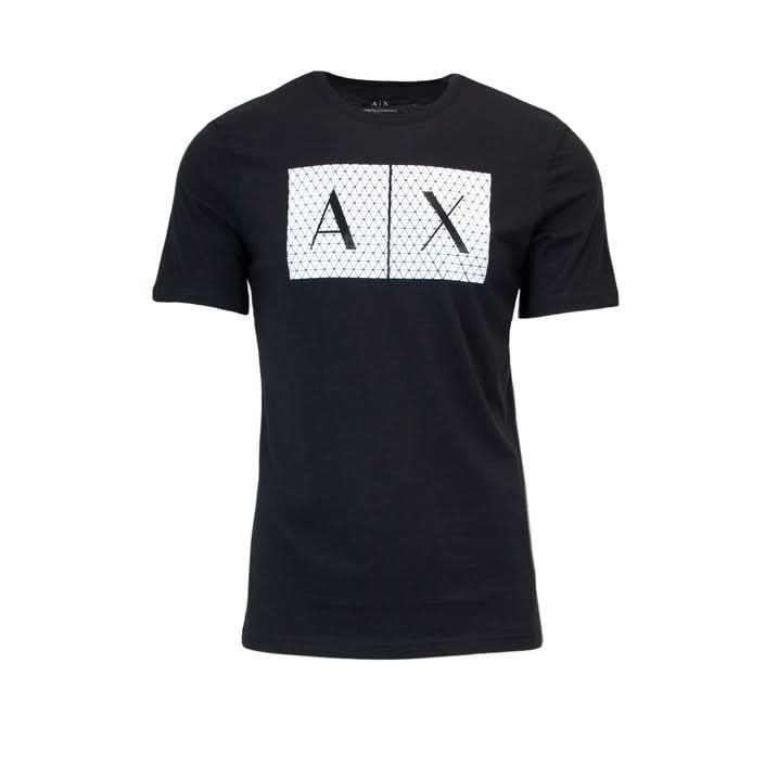 Armani Exchange black printed T-shirt for men, crafted from 100% cotton with unmatched craftsmanship and timeless design.