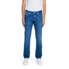 Tommy Hilfiger Men’s Blue Plain Jeans with zip and button fastening, made from 100% cotton.