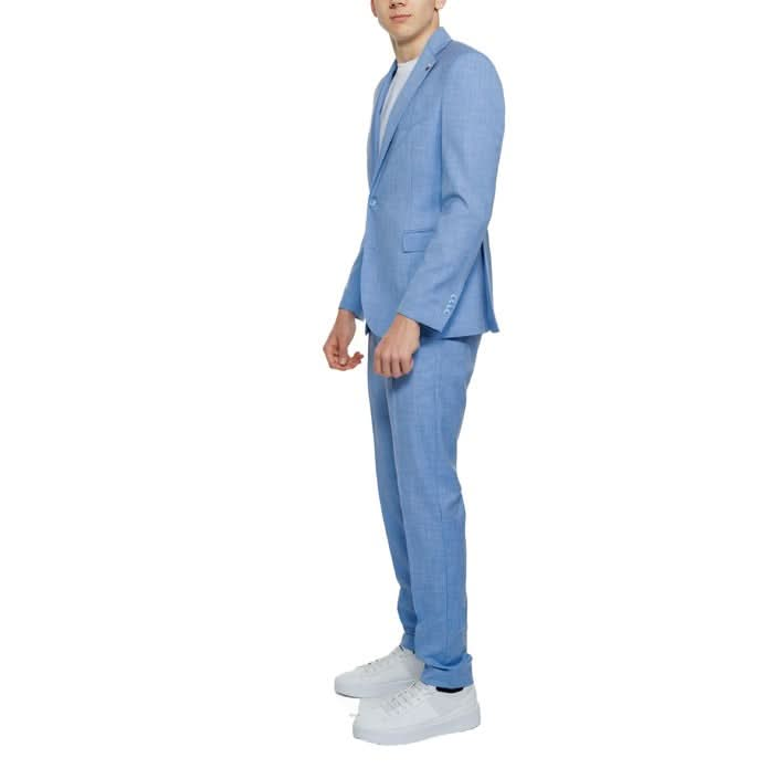 Mulish Light Blue Suit for Men - Breathable Fabric with Front and Back Pockets