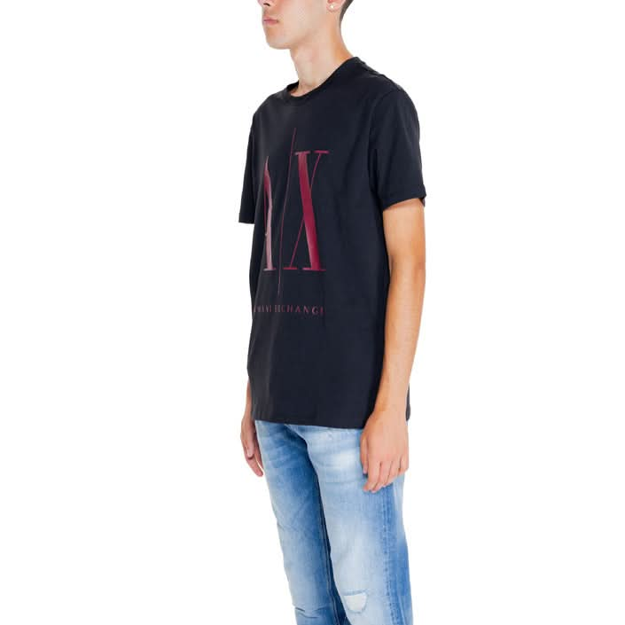 Fashion-forward bordeaux T-shirt from Armani Exchange, designed with a striking print for an unforgettable appearance at high-profile events in LA.