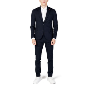 Mulish Men's Blue Suit - Front View with Low-Cut V-Neckline and Button Fastening