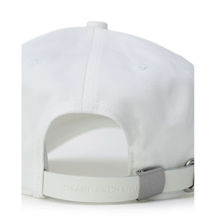 Armani Exchange White Cap with a sleek print design, crafted from a blend of acrylic, wool, and polyamide for a sophisticated sports look