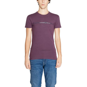 Emporio Armani Men’s Purple Cotton T-shirt with round neck and short sleeves.