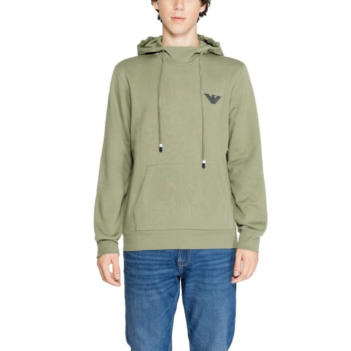 Emporio Armani Men's Green Hooded Hoodie- Long Sleeve Plain Design