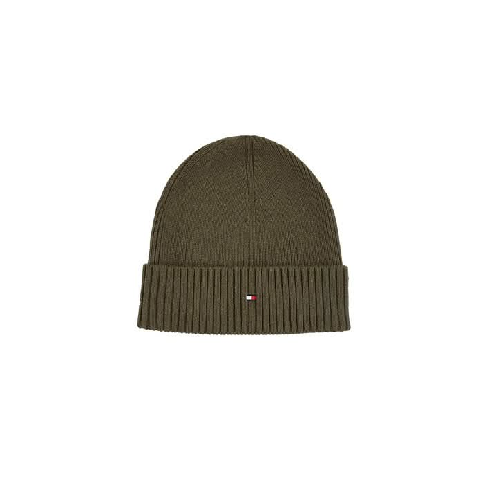 Tommy Hilfiger Men’s Green Plain Cap with slip-on fastening, crafted from cashmere and organic cotton.