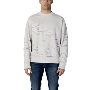 Armani Exchange men's grey sweatshirt with print, offering a modern look for Spring/Summer, crafted from 60% cotton and 40% polyester.