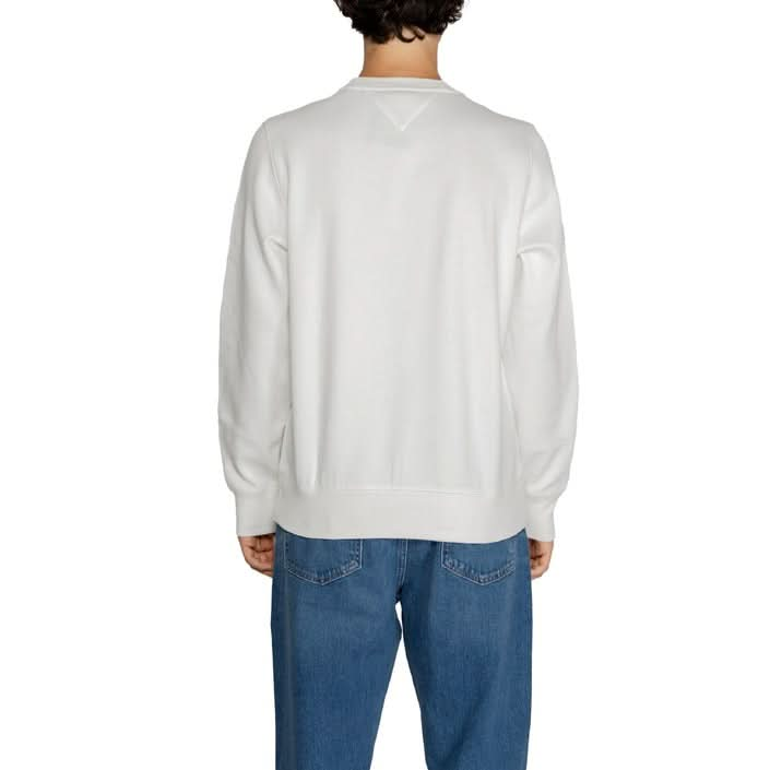 Stylish white Tommy Hilfiger sweatshirt made from organic cotton and polyester.