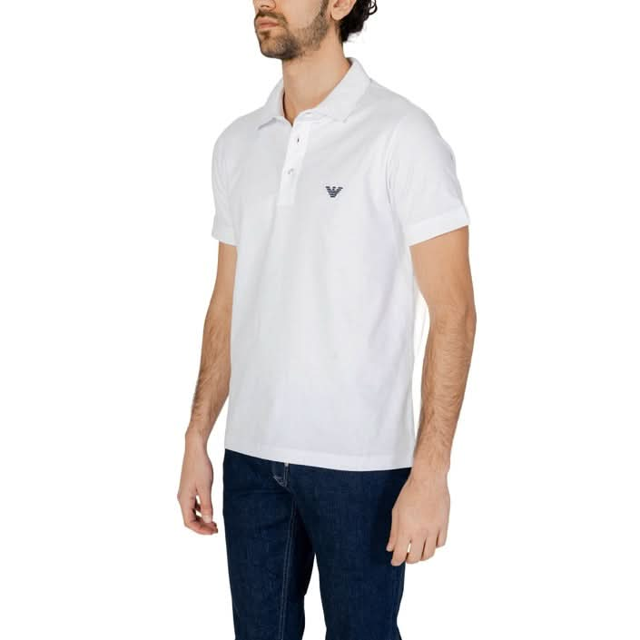 White Emporio Armani Polo for Men - Cotton and Elastane Blend