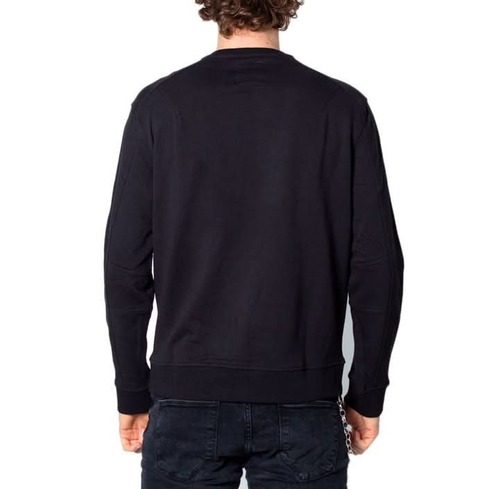 Men’s black printed sweatshirt by Armani Exchange, made from a cotton-elastane blend for a comfortable fit with long sleeves and a round neckline.