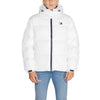 Tommy Hilfiger Men’s White Printed Jacket with zip fastening and hooded collar.